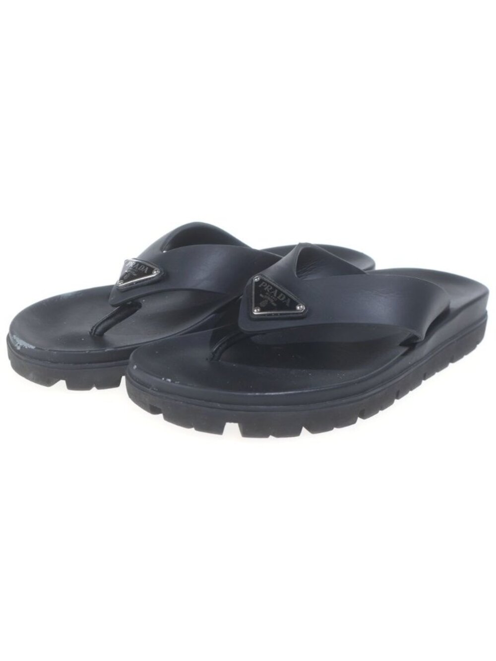 Prada Rubber Thong Sandals Black